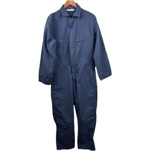 Vintage Key Work Coveralls Mens Large Blue Unlined Zip Made In USA 36S Clean